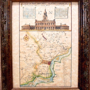 Philadelphia Region Map Print of a 1750 Map on Parchment Paper
