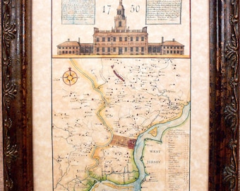 Philadelphia Region Map Print of a 1750 Map on Parchment Paper