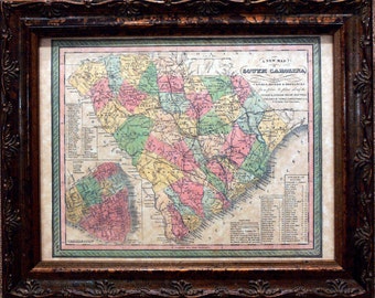 South Carolina State Map Print of an 1850 Map on Parchment Paper