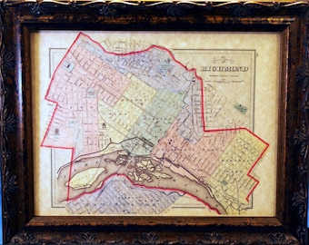 City of Richmond VA Map Print of an 1884 Map on Parchment Paper