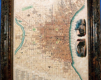 City of Philadelphia Map Print of an 1840 Map on Parchment Paper