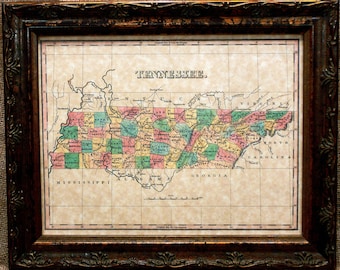 Tennessee State Map Print of an 1827 Map on Parchment Paper