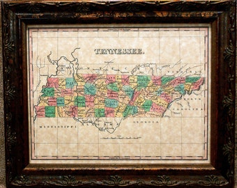 Tennessee State Map Print of an 1827 Map on Parchment Paper