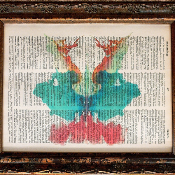 Rorschach Ink Blot 9 Art Print on Dictionary Book Page