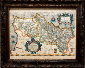 Portugal Map Print of a 1579 Map on Parchment Paper