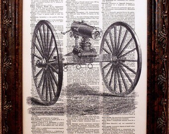 Gatling Gun Art Print on Dictionary Book Page