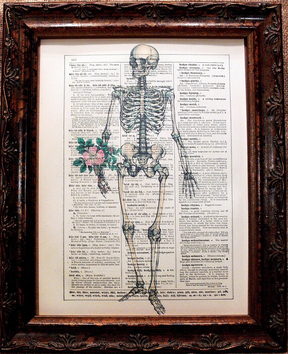 Una página en tiempo diseño esqueleto humano con lámina flores | Etsy México