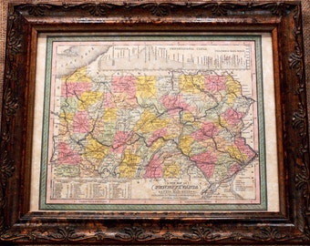 Pennsylvania State Map Print of an 1850 Map on Parchment Paper