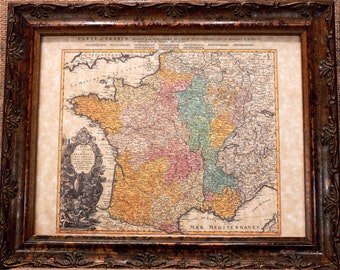 France Map Print of a 1741 Map on Parchment Paper