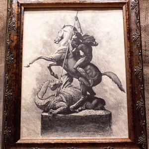 Saint George and the Dragon Art Print on Parchment Paper