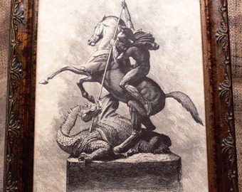 Saint George and the Dragon Art Print on Parchment Paper