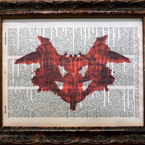 Rorschach Ink Blot 1 in Red Art Print on Dictionary Book Page