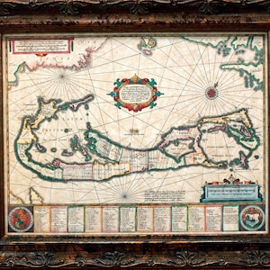 Island of Bermuda Map Print of a 1658 Map on Parchment Paper