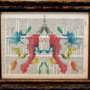 Rorschach Ink Blot 10 Art Print on Dictionary Book Page