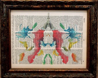 Rorschach Ink Blot 10 Art Print on Dictionary Book Page