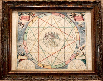 Celestial Chart Map Print of a 1660 Map on Parchment Paper