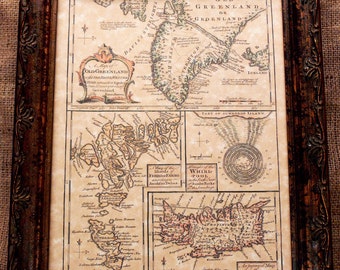 Greenland-Iceland-Faroe Map Print of a 1747 Map on Parchment Paper