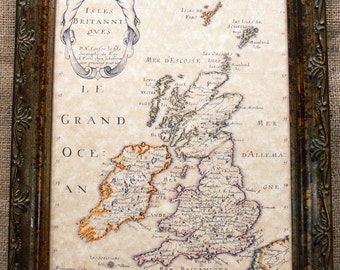 British Isles Map Print of a 1700 Map on Parchment Paper