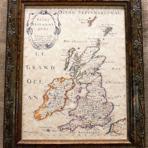 British Isles Map Print of a 1700 Map on Parchment Paper