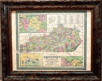 Kentucky State Map Print of an 1850 Map on Parchment Paper