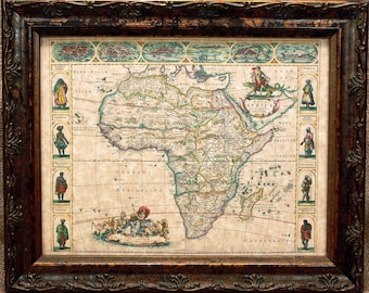 Africa Map Print of a 1660 Map on Parchment Paper
