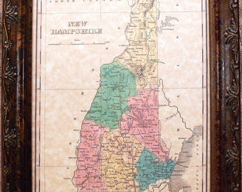 New Hampshire State Map Print of an 1827 Map on Parchment Paper