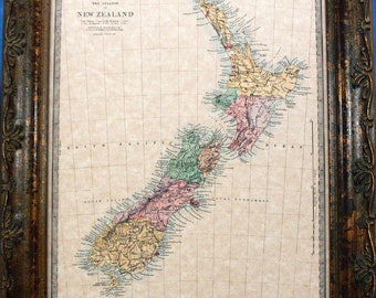 Nordinsel Neuseelands Karte Drucken einer Karte von 1875 auf Pergamentpapier