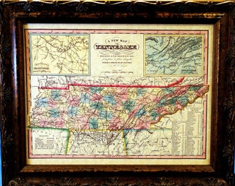 Tennessee State Map Print of an 1841 Map on Parchment Paper