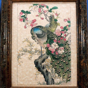 Japanese Peacock Art from 1899 Art Print on Parchment Paper