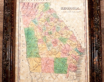 Georgia State Map Print of an 1827 Map on Parchment Paper