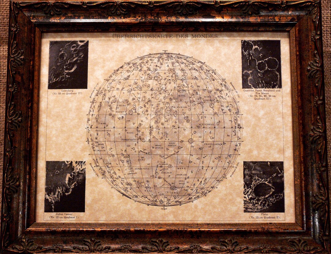Moon Map Print of an 1898 Map on Parchment Paper - Etsy