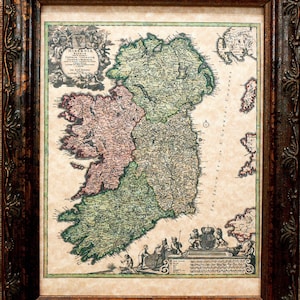 Ireland Map Print of a 1716 Map on Parchment Paper