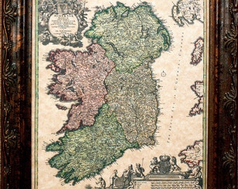 Ireland Map Print of a 1716 Map on Parchment Paper