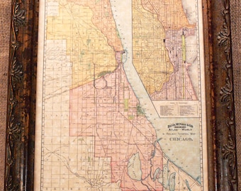 City of Chicago Railway Terminal Map Print of an 1897 Map on Parchment Paper