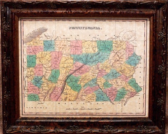 Pennsylvania State Map Print of an 1827 Map on Parchment Paper