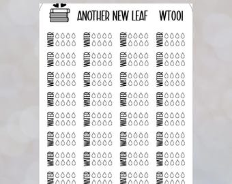 Adesivi Water Tracker / Planner, Diario, Calendario / 32 adesivi bianchi o trasparenti