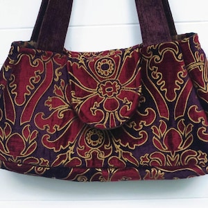 Boho Gothic Bag Slouchy Purple Burgundy Cut Chenille image 1