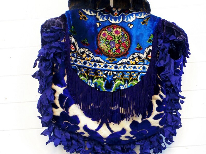 Backpack Rucksack Vintage Cut Velvet Bag Purse Handbag Etsy