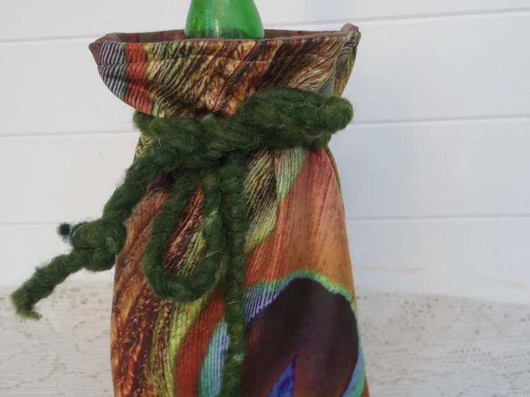 Wine Bag Gift Bag Peacock Velvet - Etsy