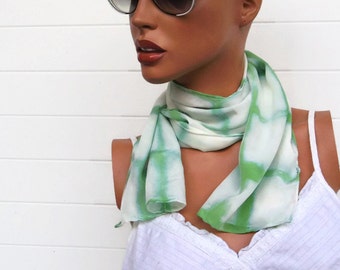 Hand Dyed Silk Chiffon Scarf Green