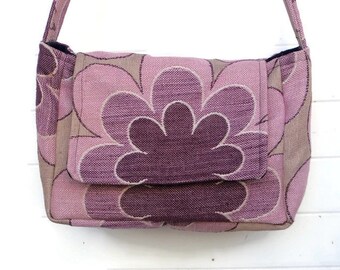 Insulated Lunch Bag Pail Bags and Purses Purple Floral Hippie