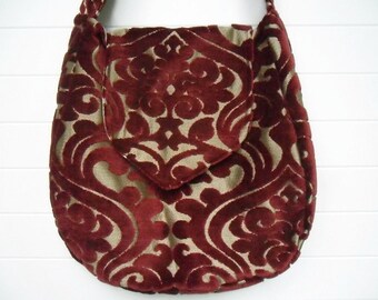 Gothic Victorian Bag Purse Deep Red Cut Velvet