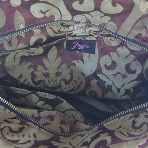 Boho Bag Purse Gray Cut Velvet and Leather Recessed Zipper image 5