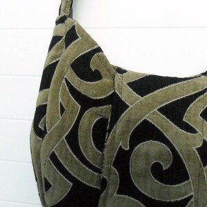 Gothic Bohemian Bag Purse Black and Taupe Cut Velvet image 2