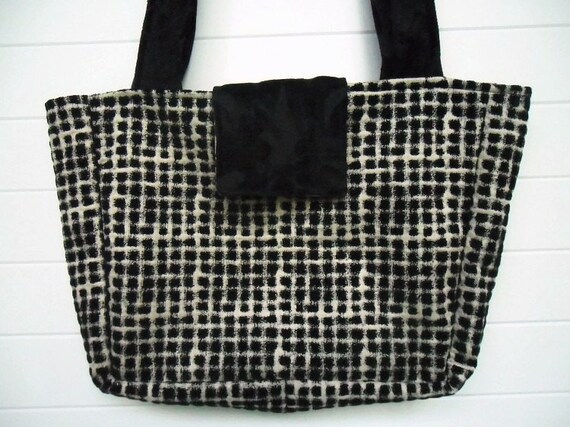 black and white checkered purse