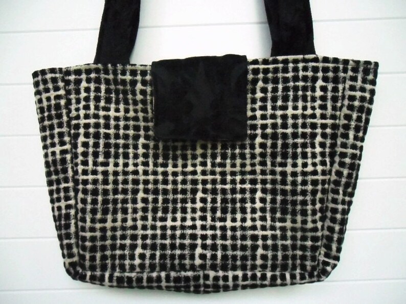 Boho Bag Purse Black and White Checkered Chenille Etsy