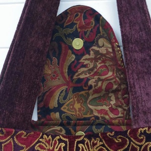 Boho Gothic Bag Slouchy Purple Burgundy Cut Chenille image 5