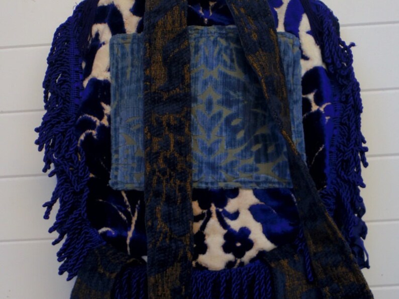 Backpack Rucksack Vintage Cut Velvet Bag Purse Handbag Etsy