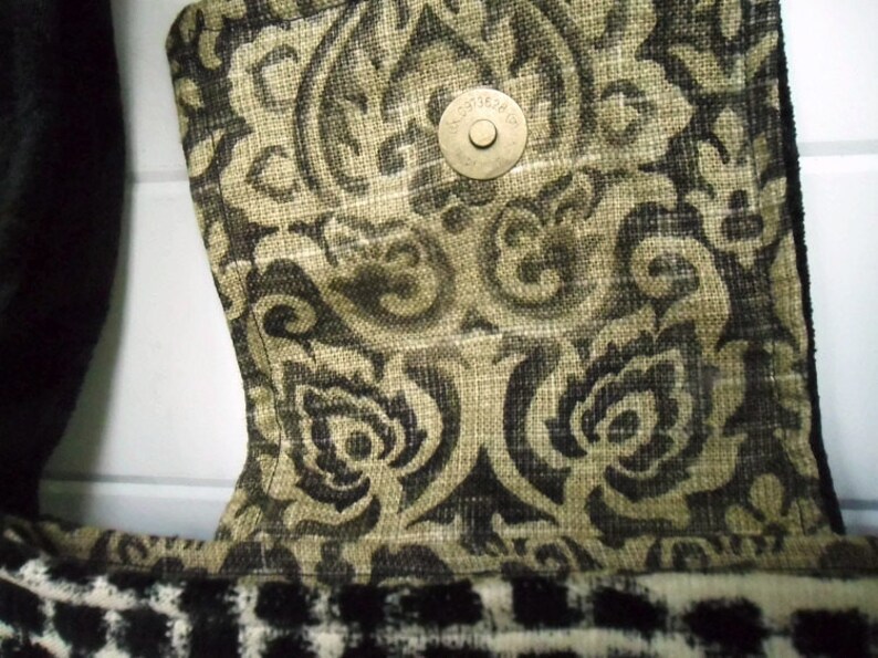 Boho Bag Purse Black and White Checkered Chenille Etsy