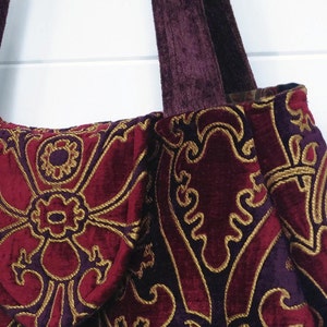 Boho Gothic Bag Slouchy Purple Burgundy Cut Chenille image 4